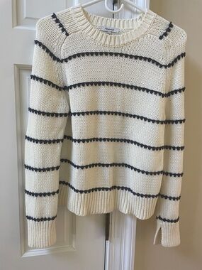 Madewell Cream Sweater with Black Striped Detail